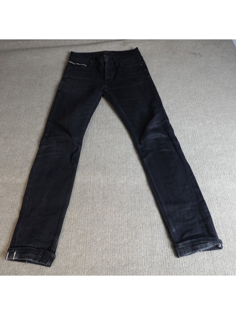 NEUW Mens Jeans 29 x 31 Black Iggy Skinny Selvedge Denim Red Line